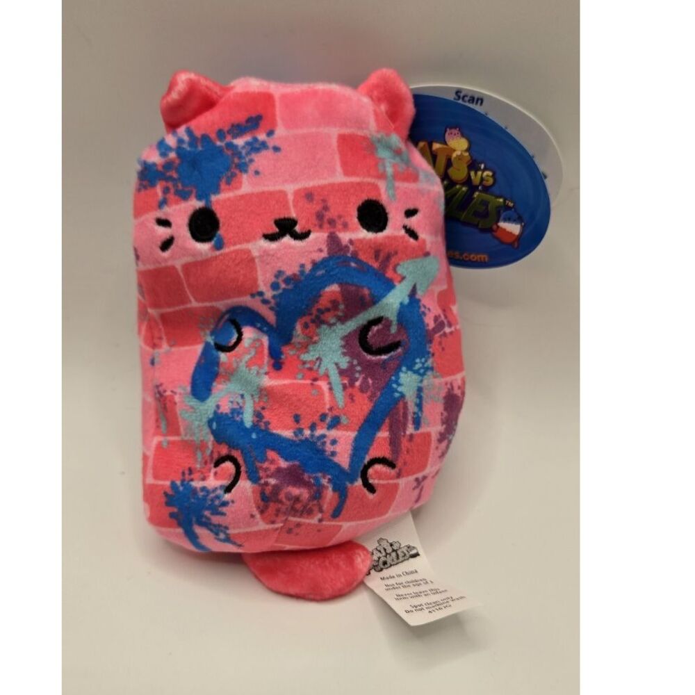 Cats vs Pickles #536 Heart Graffiti – Teal Wave – Street Art Kitty Plush – NWT!